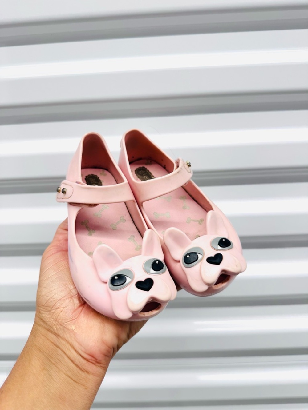 Mini Melissa Pink Dog Face Mary Jane Sandals